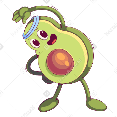 Avocado doing exercises Illustration in PNG, SVG