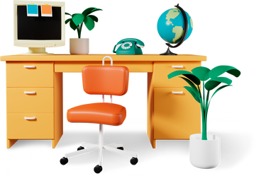 office composition with plant PNG, SVG