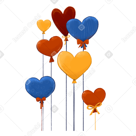 情人节的彩色心形气球 PNG, SVG