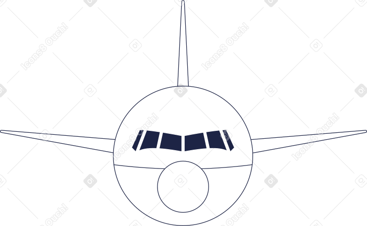 front of airplane line PNG, SVG