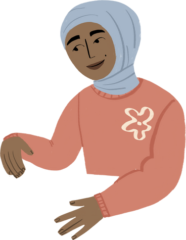 girl in hijab looking down and holding something in her hands PNG, SVG