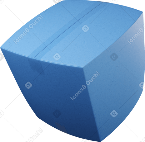 3D 青い閉じた箱が左に曲がって飛んでいる PNG、SVG