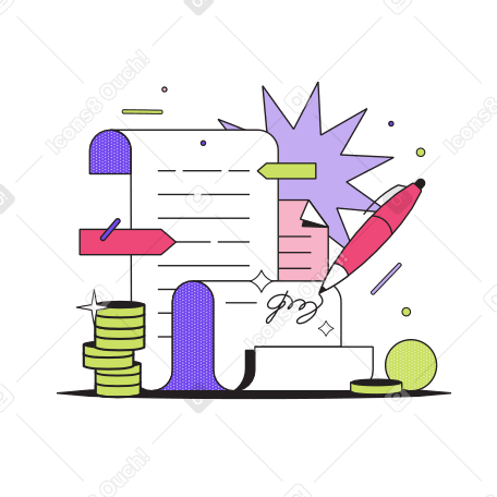 Signing a financial contract Illustration in PNG, SVG