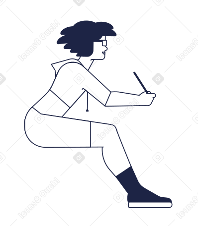 Woman writing Illustration in PNG, SVG