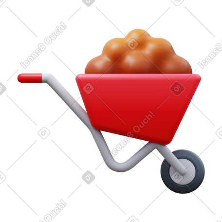 3D wheelbarrow PNG, SVG