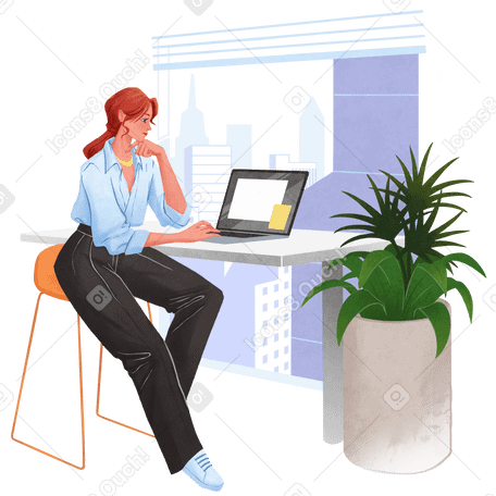 Woman working in office Illustration in PNG, SVG