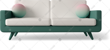 Green sofa with two pillows PNG, SVG