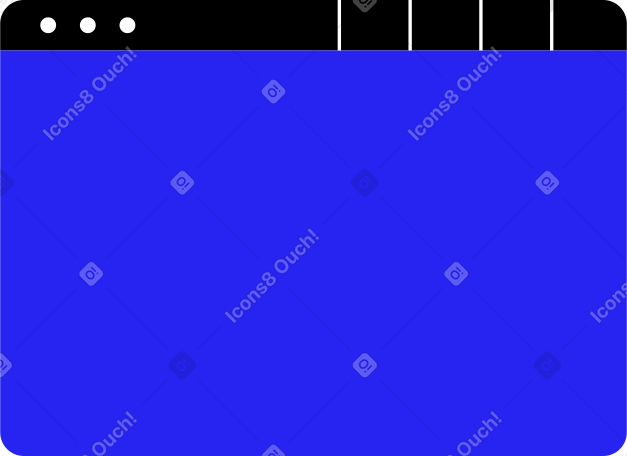 blue browser with four tabs Illustration in PNG, SVG