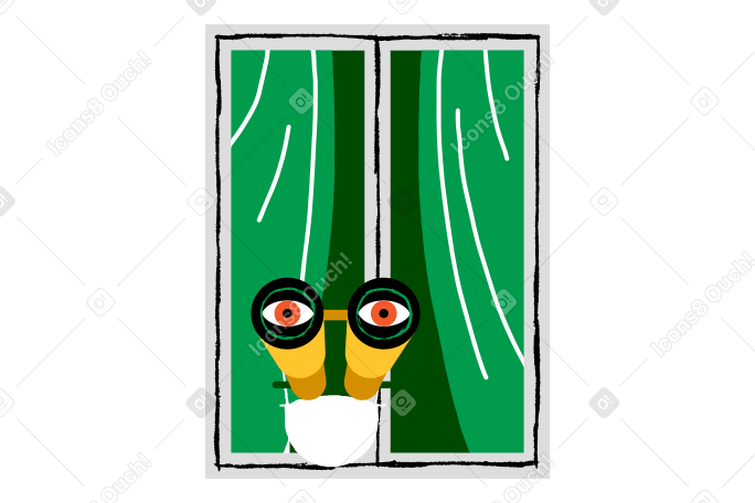 Gazing through the window Illustration in PNG, SVG