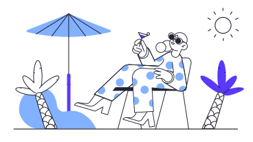 Woman relaxing with a drink on a vacation PNG, SVG