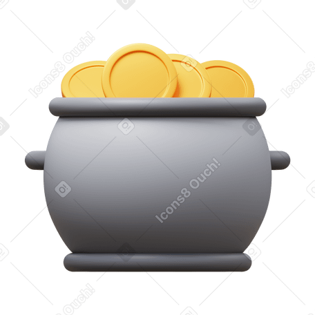 3D gold pot PNG、SVG