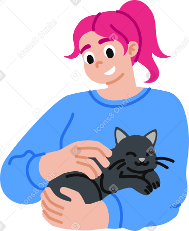 Молодая женщина держит кошку в PNG, SVG