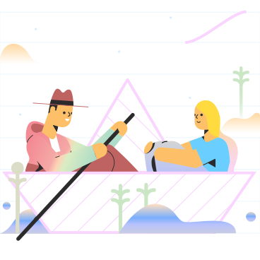Couple sitting in paper boat PNG, SVG