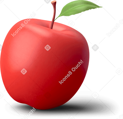 3D red apple Illustration in PNG, SVG