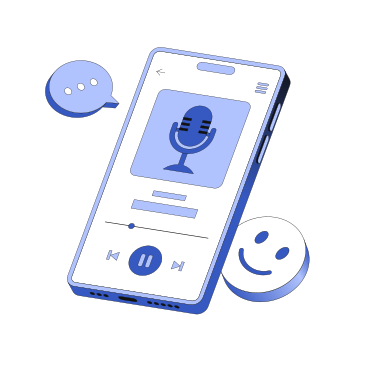 Listening to a podcast in a mobile app PNG, SVG