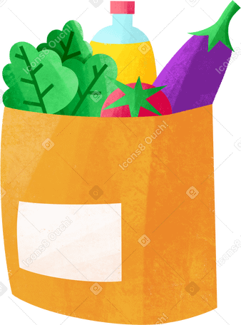 Bag of groceries Illustration in PNG, SVG