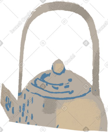 Ceramic kettle with a long handle PNG, SVG