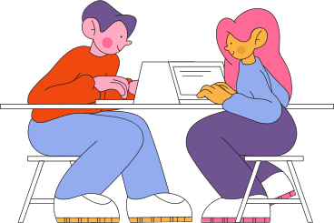 Man and woman type on laptops animated illustration in GIF, Lottie (JSON), AE