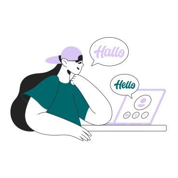 Woman learns a new language online PNG, SVG