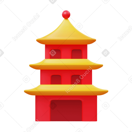 3D pagoda Illustration in PNG, SVG