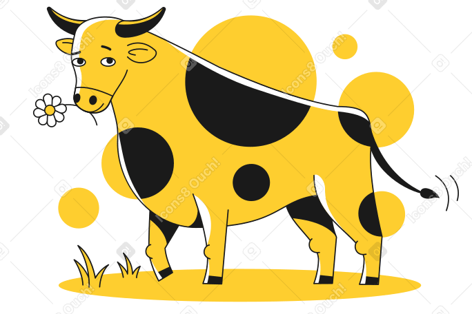 Bull with flower Illustration in PNG, SVG