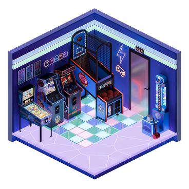 Isometric home arcade room PNG, SVG