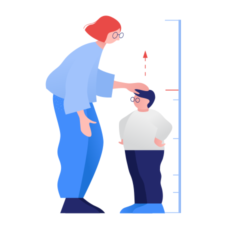 Mother measures son's height Illustration in PNG, SVG