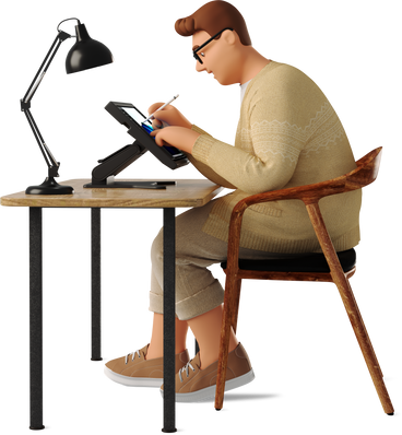 Man working with graphic tablet PNG, SVG