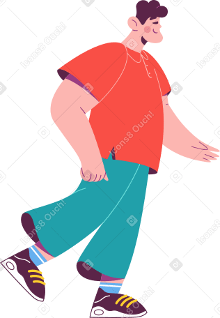 happy man is walking and his arm is outstretched PNG, SVG