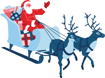 santa in sleigh with reindeers PNG, SVG