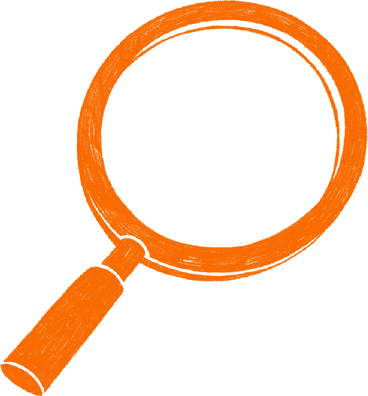 orange magnifier PNG, SVG