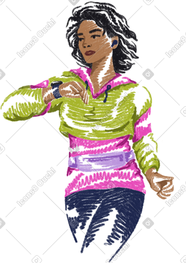 Woman runner with a smart watch PNG, SVG