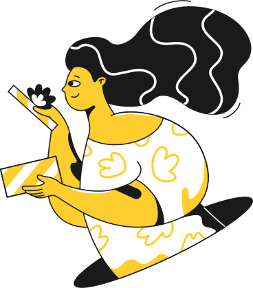 Donna con i capelli lunghi e un regalo PNG, SVG