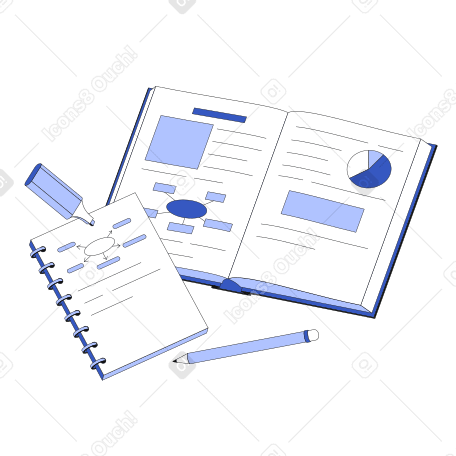 textbook, notepad and pencil PNG, SVG