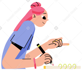 Girl writes and wonders Illustration in PNG, SVG