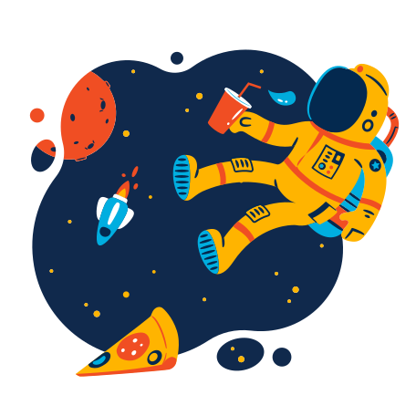 Lunch in space Illustration in PNG, SVG