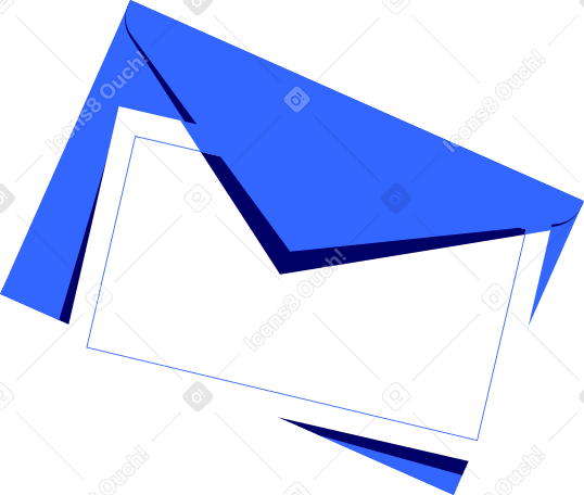 blue envelope with white postcard Illustration in PNG, SVG