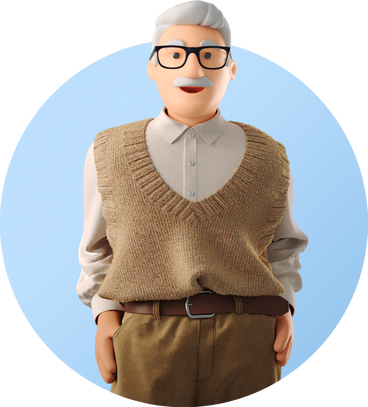 Elderly man standing and smiling PNG、SVG