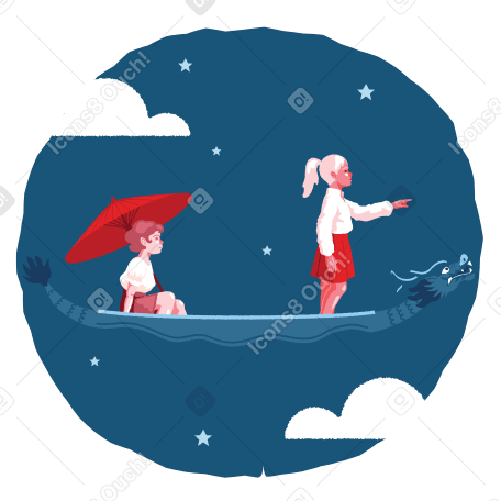 Sail across the sky Illustration in PNG, SVG