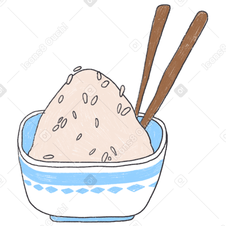 Чаша для риса и две палочки для еды в PNG, SVG