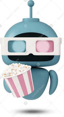 3D Robot chatgpt che tiene il secchio dei popcorn PNG, SVG