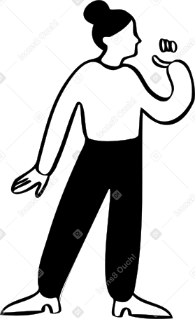 Mulher em pé e segurando algo na mão PNG, SVG