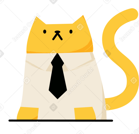 cat in shirt and tie Illustration in PNG, SVG