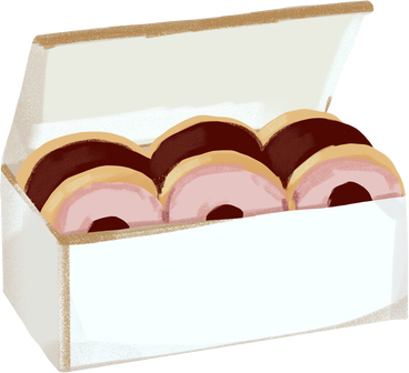 box of strawberry and chocolate donuts PNG, SVG