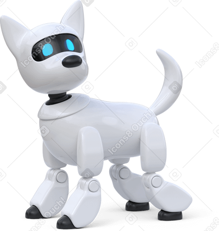 3D front view of a robot dog looking aside PNG, SVG