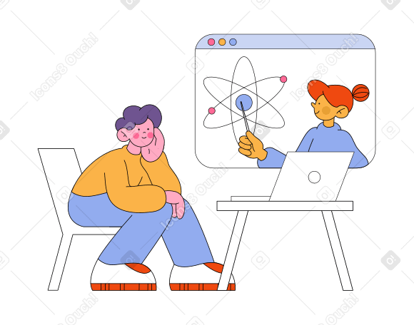 Man attends an online class Illustration in PNG, SVG