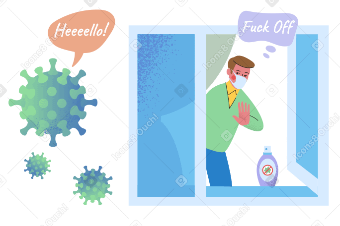 Virus, Fuck Off! Illustration in PNG, SVG