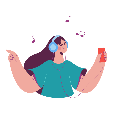 Girl listening to music Illustration in PNG, SVG