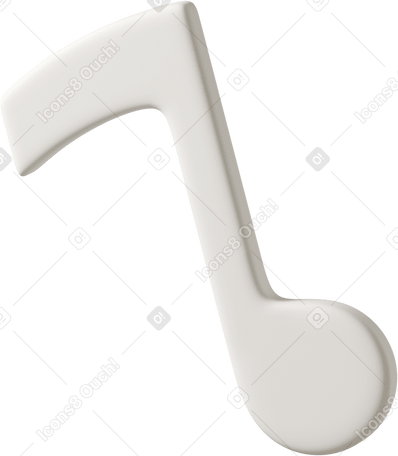 3D close up of white musical note Illustration in PNG, SVG