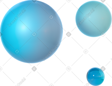 Three monochrome plastic spheres PNG, SVG